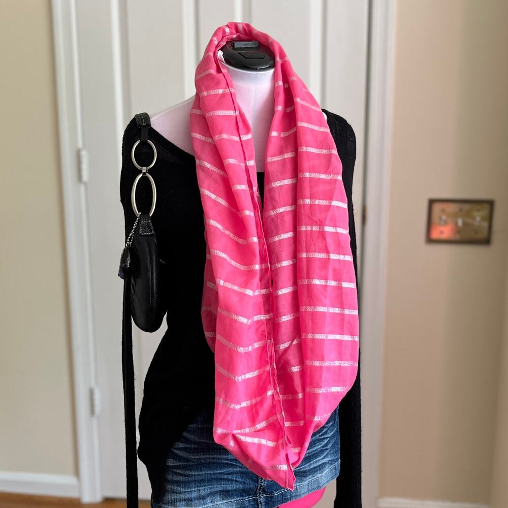 Aerie | Pink Stripe Glitter Infinity Scarf | 2010s Mcbling